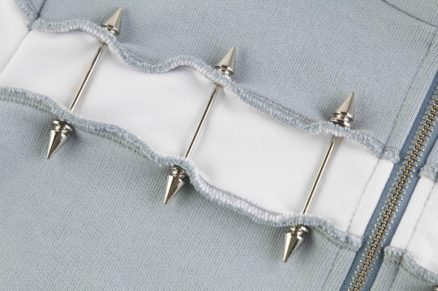 Studded Slim-Fit Zipper Sweatshirt