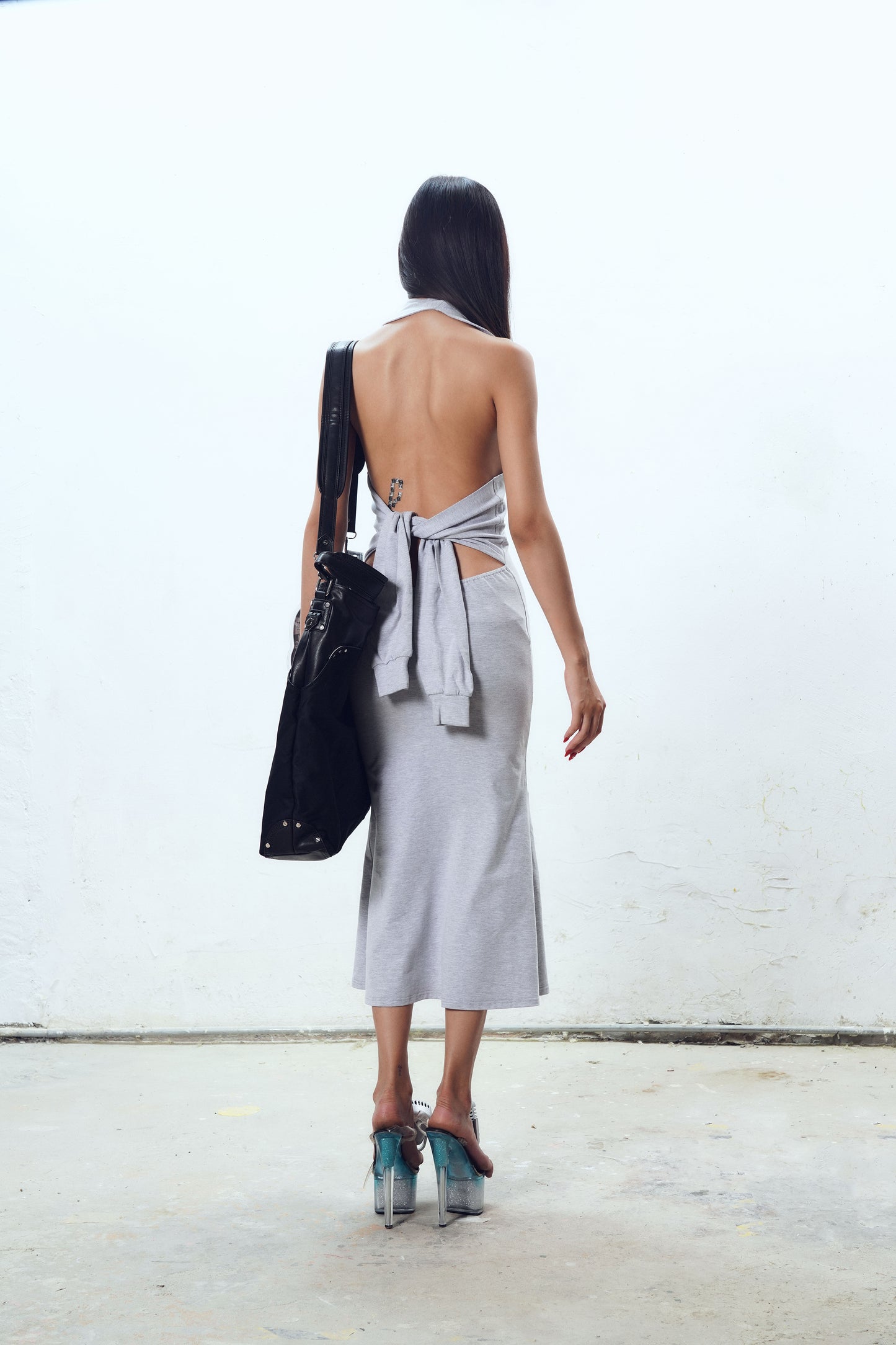 Speaker Component Distressed Hoodie Dress