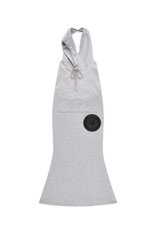 Speaker Component Distressed Hoodie Dress