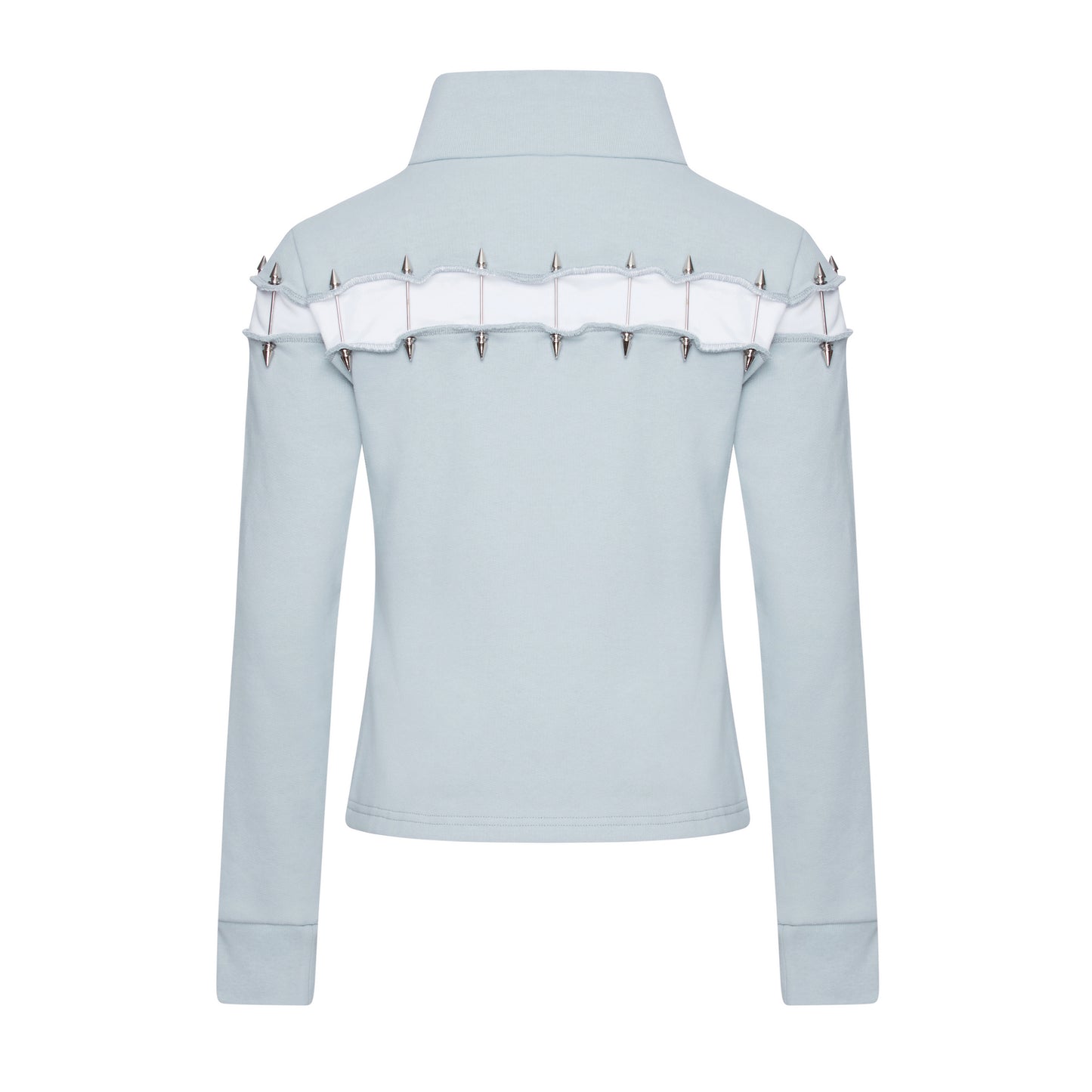 Studded Slim-Fit Zipper Sweatshirt