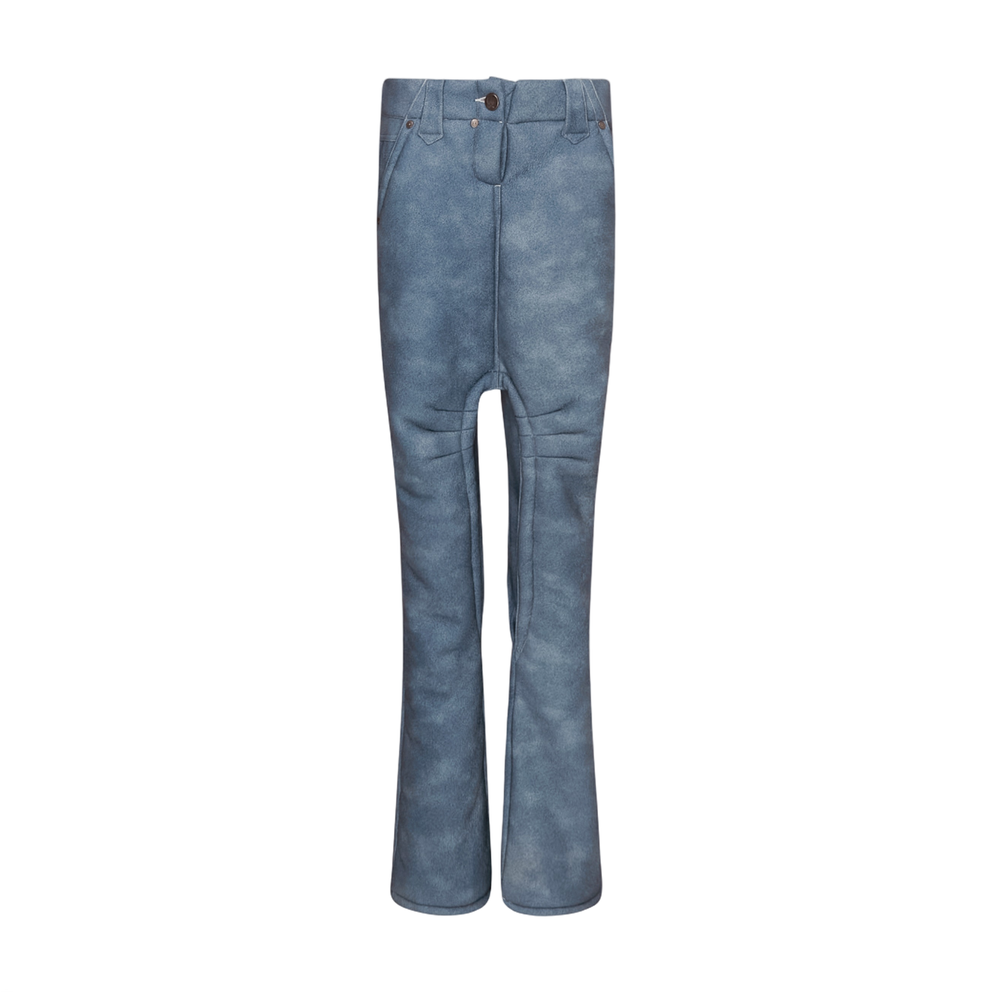 Denim-Pattern Special-Cut Shearling Leather Pants